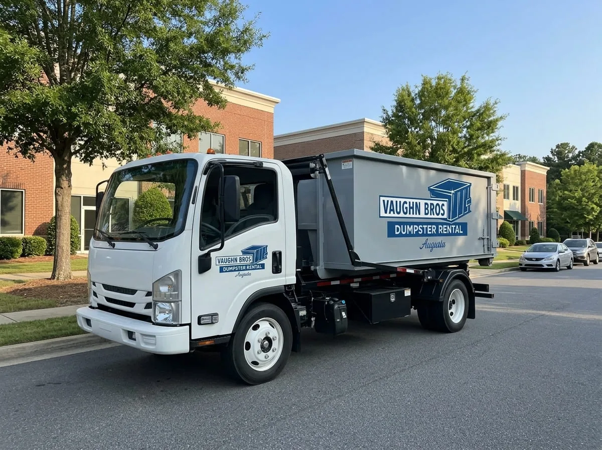 Roll-off dumpster being delivered in Augusta, GA