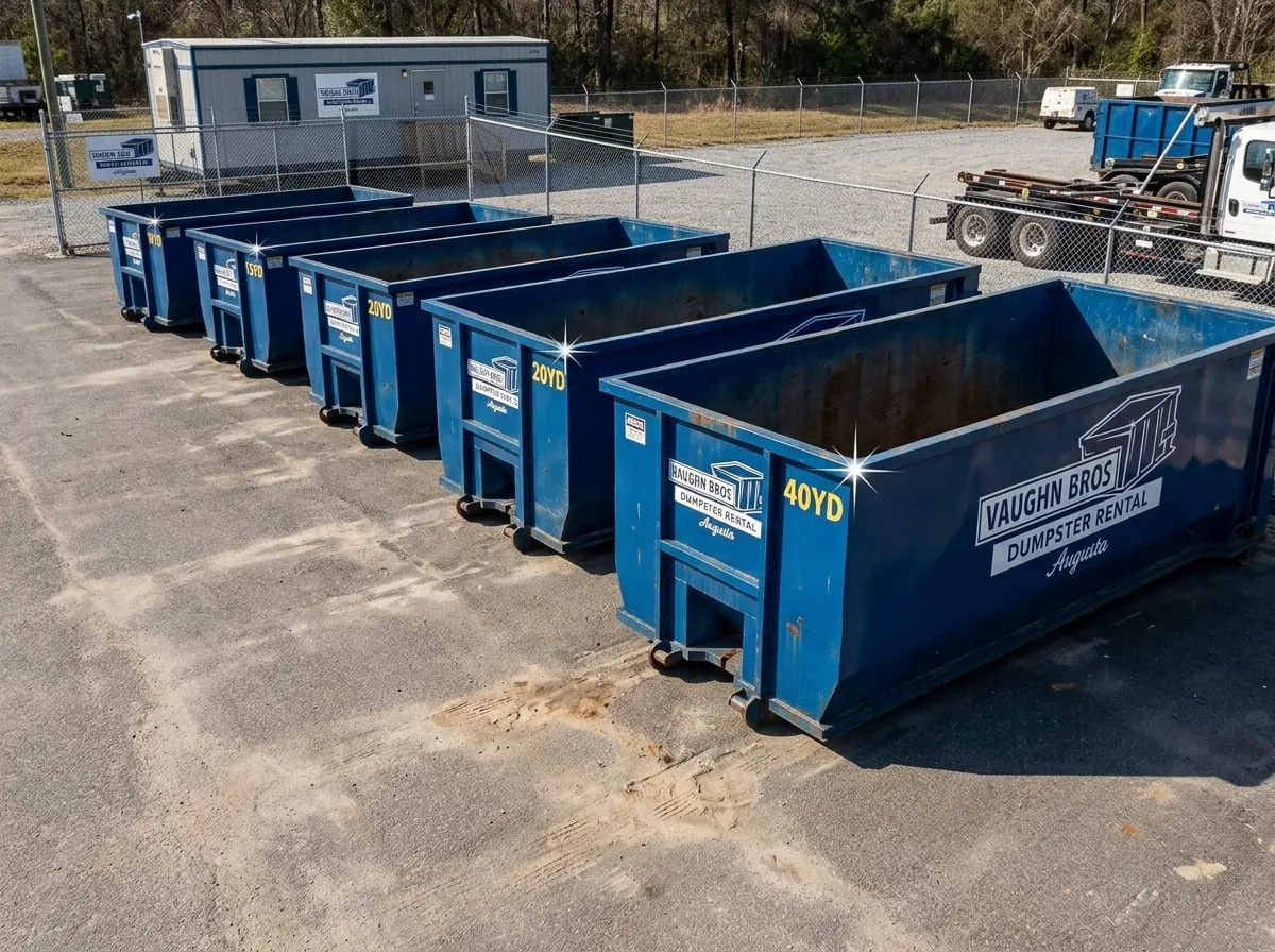 Serving the Augusta area Vaughn Bros Dumpster Rental Augusta container placed in an Augusta driveway